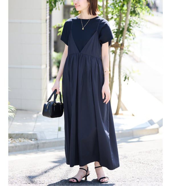SLOBE IENA「《WEB限定/追加》タフタギャザーキャミワンピース」|ワンピース|