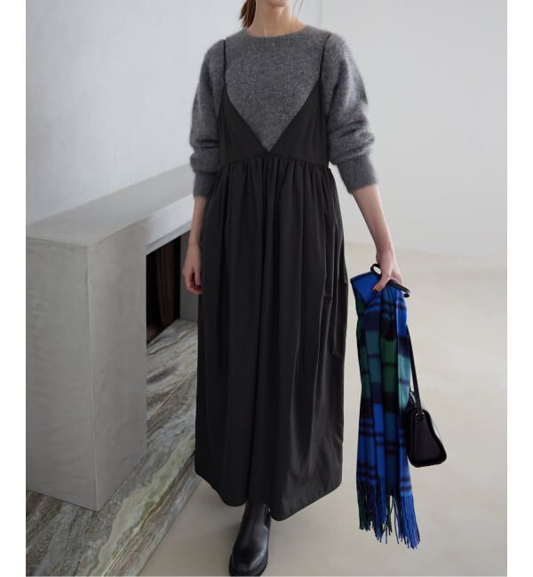 SLOBE IENA「《WEB限定/追加》タフタギャザーキャミワンピース」|ワンピース|