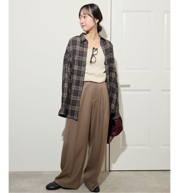 SLOBE IENA「PEツイルワイド2タックスラックス」|スラックス|