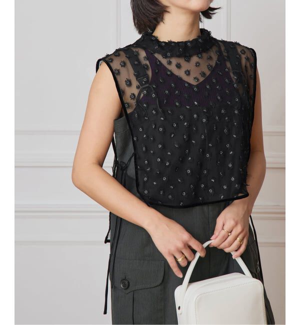 IENA LA BOUCLE「IENA LA BOUCLE フラワーモチーフチュールベスト」|シャツ・ブラウス|