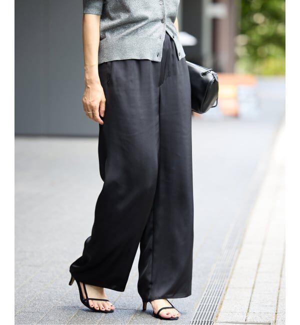 IENA「サテンイージーパンツ」|その他|ブラック