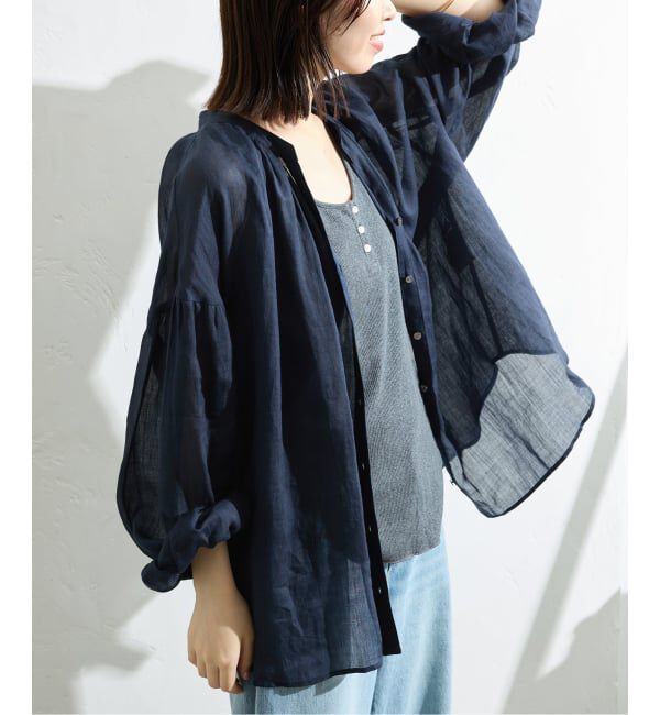 SLOBE IENA「《追加》ラミースキッパーシャツ」|シャツ・ブラウス|ネイビー