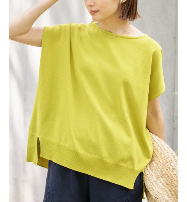 IENA「《追加6》 コットンストレッチ NEOワイドクループルオーバー」|ニット・セーター|グリーン B