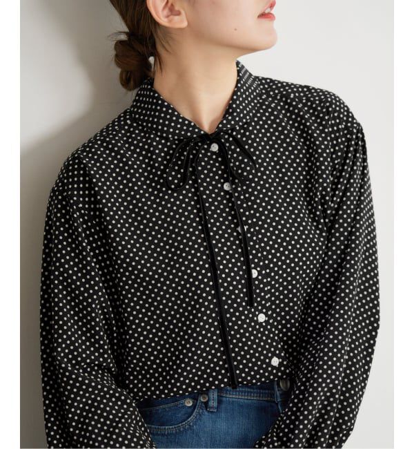 IENA「ミニラウンドカラーブラウス」|シャツ・ブラウス|ブラック A