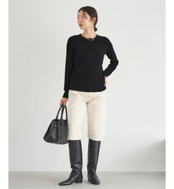 IENA「《追加》イタリア ヤーン RIB クループルオーバー」|ニット・セーター|