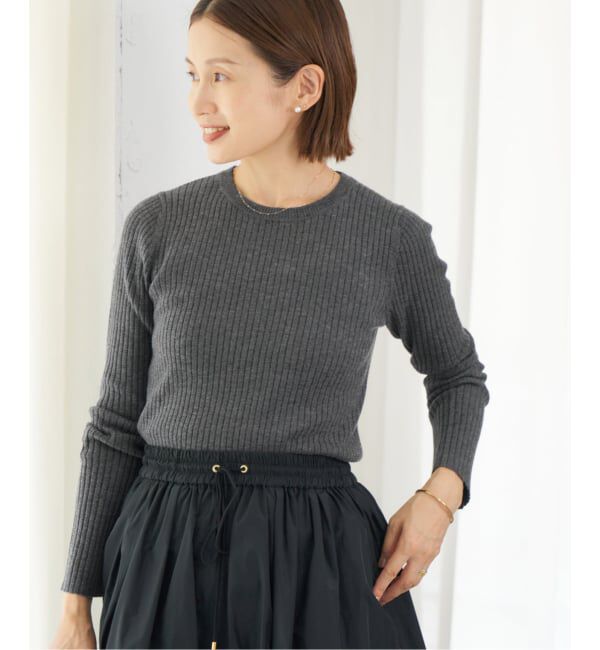 IENA「《追加》イタリア ヤーン RIB クループルオーバー」|ニット・セーター|
