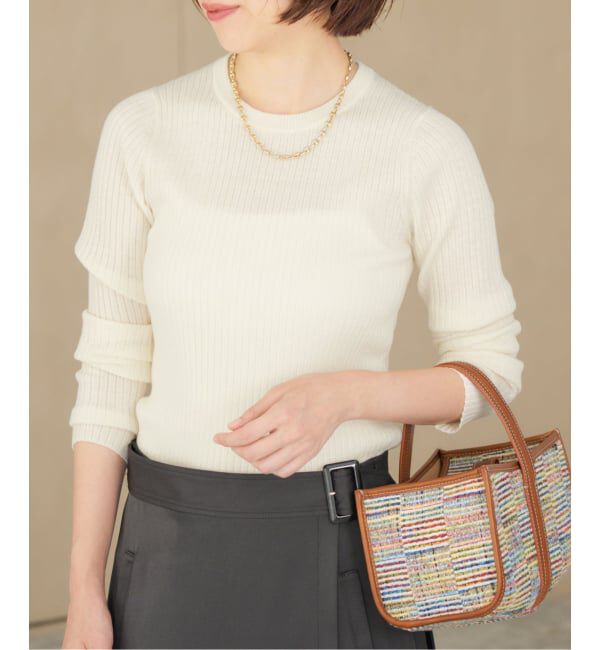 IENA「《追加》イタリア ヤーン RIB クループルオーバー」|ニット・セーター|