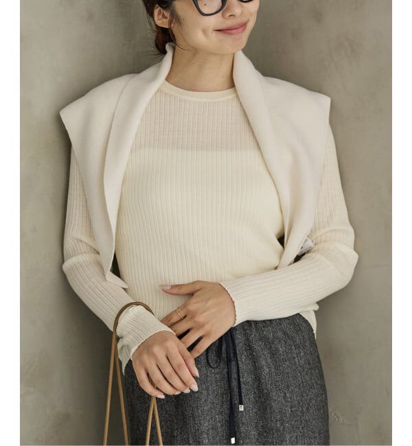 IENA「《追加》イタリア ヤーン RIB クループルオーバー」|ニット・セーター|ナチュラル