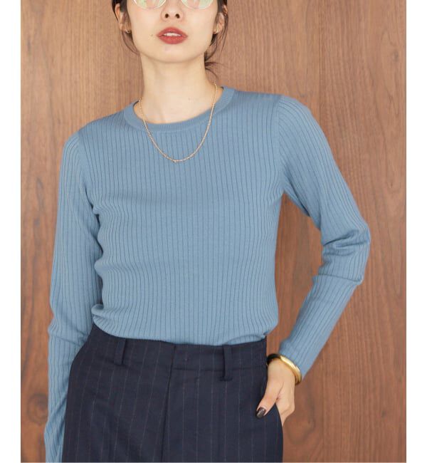 IENA「《追加》イタリア ヤーン RIB クループルオーバー」|ニット・セーター|ブルー