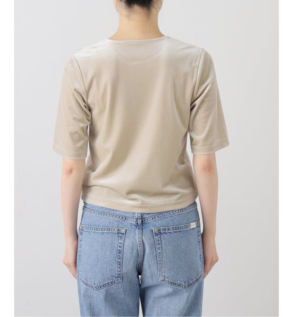 SLOBE IENA「ベロアスナップ5分袖カーディガン」|カーディガン|