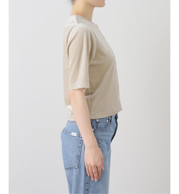 SLOBE IENA「ベロアスナップ5分袖カーディガン」|カーディガン|