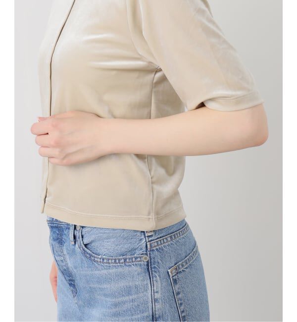 SLOBE IENA「ベロアスナップ5分袖カーディガン」|カーディガン|