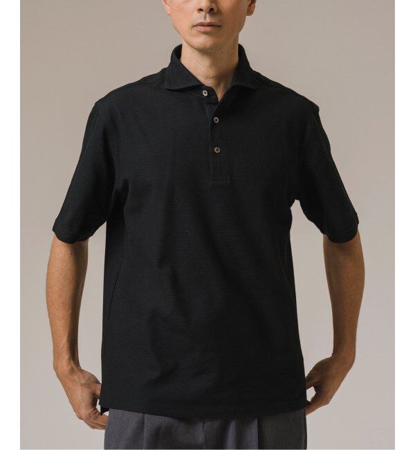 EDIFICE「《追加》"吸水速乾＆高通気機能" COOLMAX ハニカムボーダー ポロシャツ」|ポロシャツ|ブラック