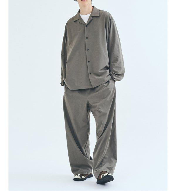 417 EDIFICE「オーバーサイズシャツ&ワイドスラックス UVカット セットアップ」|スーツ|ベージュ