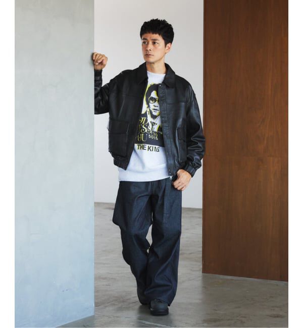 EDIFICE「A2 レザーショートブルゾン」|ライダースジャケット|