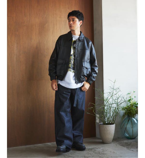 EDIFICE「A2 レザーショートブルゾン」|ライダースジャケット|