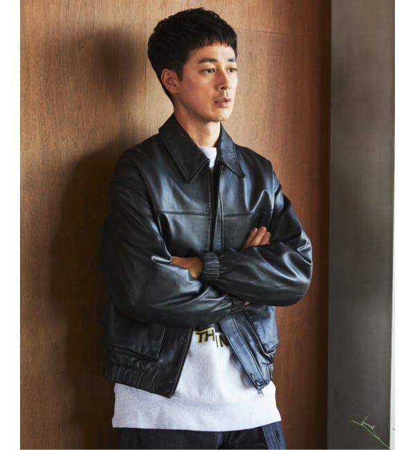 EDIFICE「A2 レザーショートブルゾン」|ライダースジャケット|