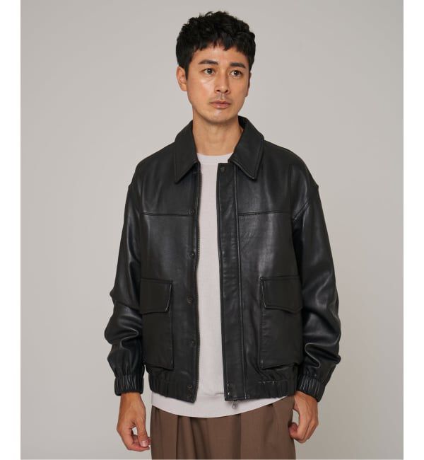 EDIFICE「A2 レザーショートブルゾン」|ライダースジャケット|