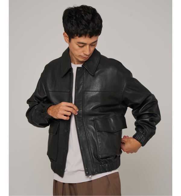 EDIFICE「A2 レザーショートブルゾン」|ライダースジャケット|