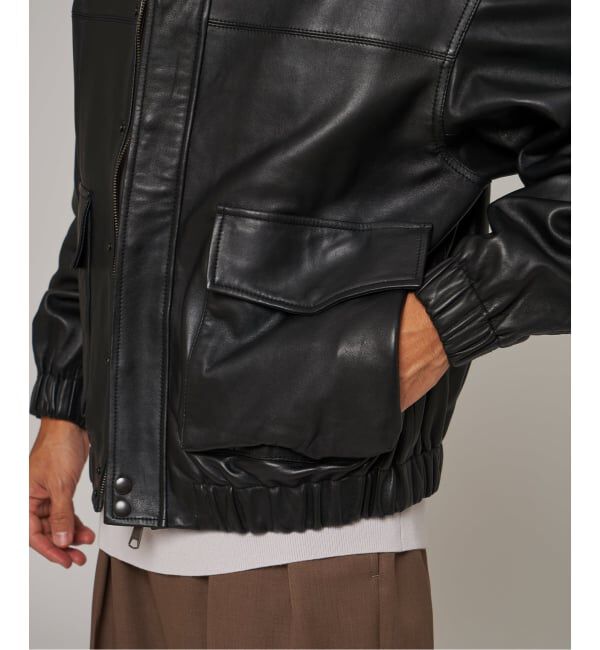 EDIFICE「A2 レザーショートブルゾン」|ライダースジャケット|