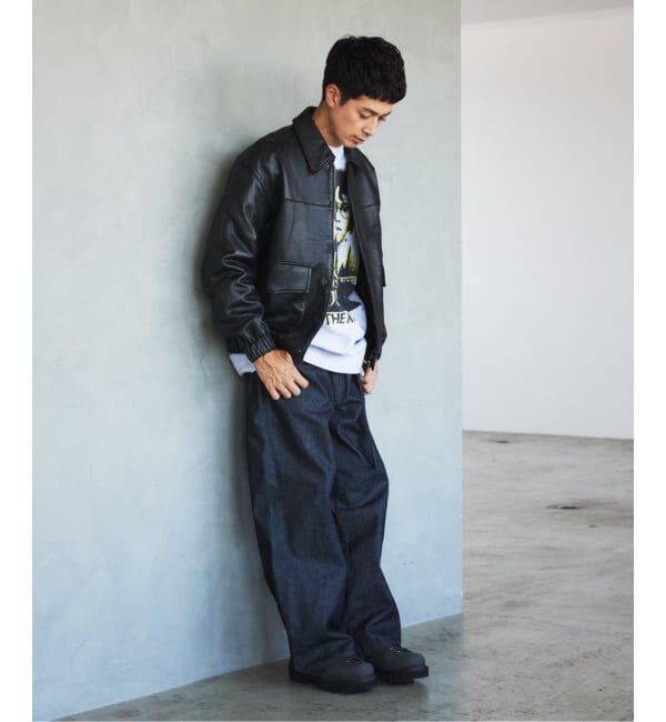 EDIFICE「A2 レザーショートブルゾン」|ライダースジャケット|