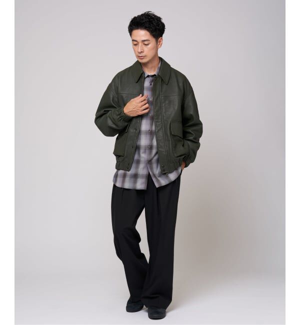 EDIFICE「A2 レザーショートブルゾン」|ライダースジャケット|