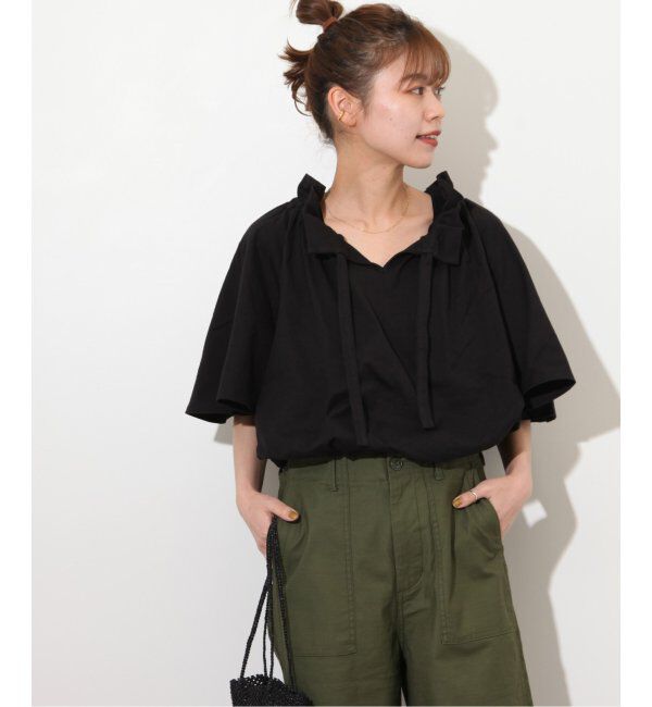 JOURNAL STANDARD relume「《WEB限定追加2》フリルリボンTシャツ」|Tシャツ・カットソー|ブラック