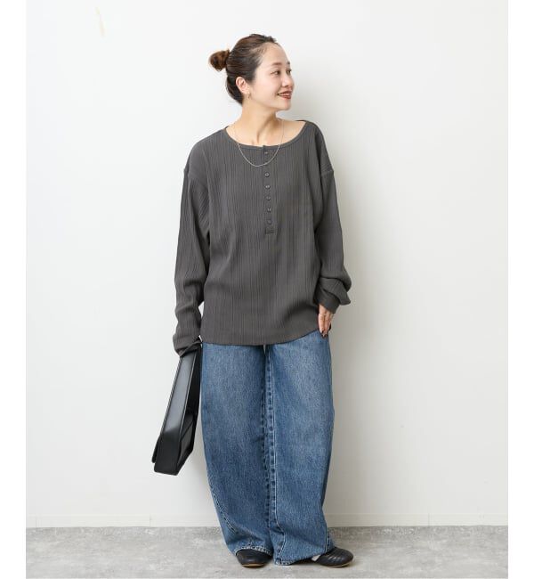 JOURNAL STANDARD「別注【HEALTH KNIT/ヘルスニット】オフショルダーヘンリーネックPO」|Tシャツ・カットソー|