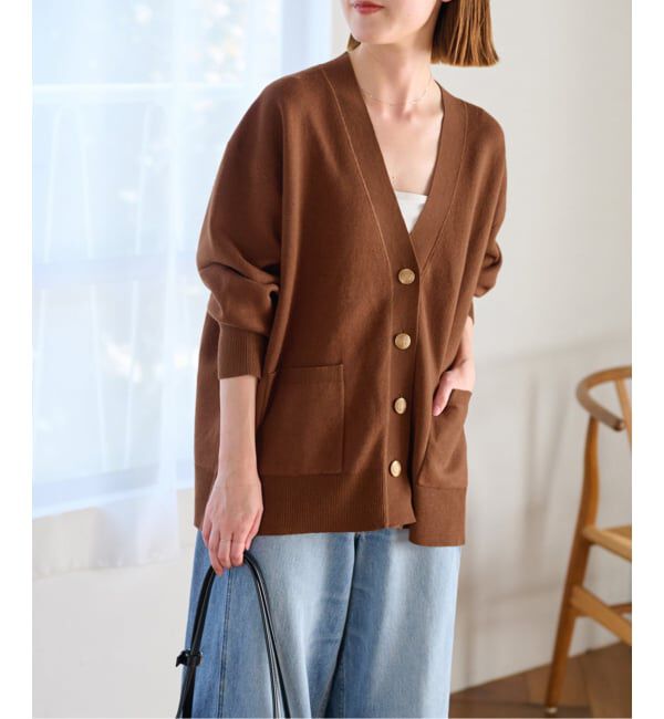 JOURNAL STANDARD relume「コットンカシミヤミックスダブルニットVネックカーディガン」|カーディガン|ブラウン