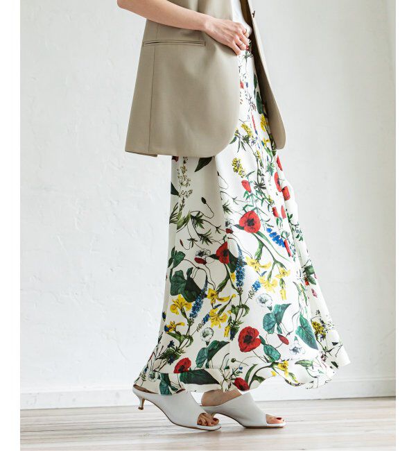 NOBLE「ボタニカルフラワーフリルロングスカート」|スカート|