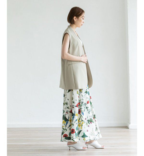 NOBLE「ボタニカルフラワーフリルロングスカート」|スカート|