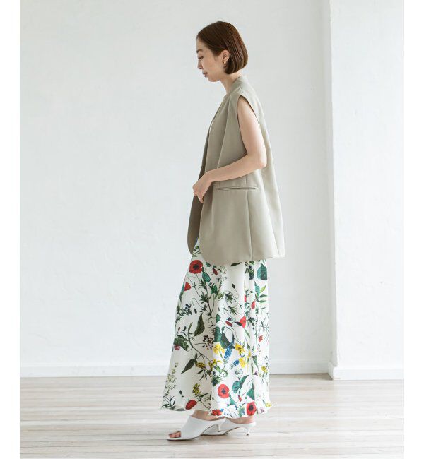 NOBLE「ボタニカルフラワーフリルロングスカート」|スカート|