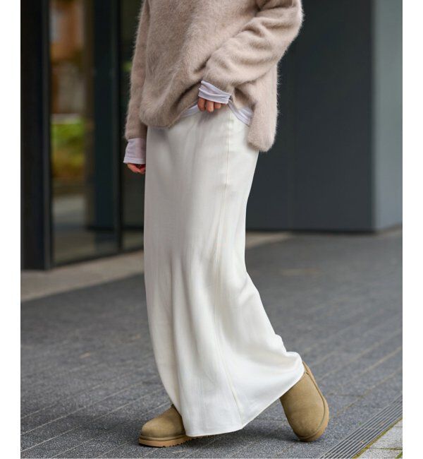 FRAMeWORK「≪追加≫キュプラバイアスサテンロングスカート」|スカート|ホワイト A