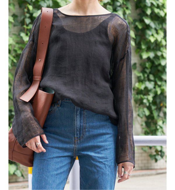 Spick and Span「《手洗い可 / 追加》メッシュリネンルーズプルオーバー」|シャツ・ブラウス|