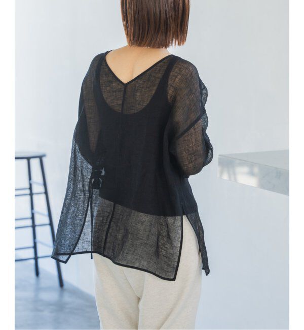 Spick and Span「《手洗い可 / 追加》メッシュリネンルーズプルオーバー」|シャツ・ブラウス|