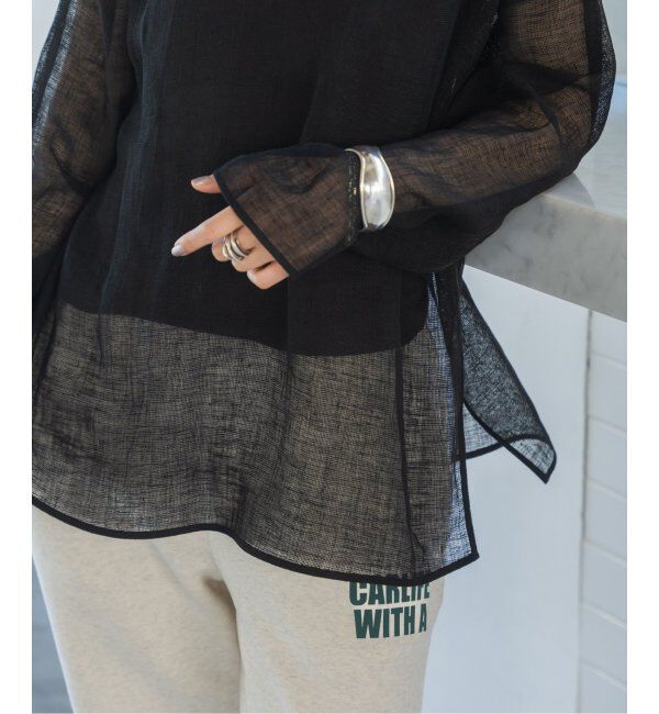 Spick and Span「《手洗い可 / 追加》メッシュリネンルーズプルオーバー」|シャツ・ブラウス|