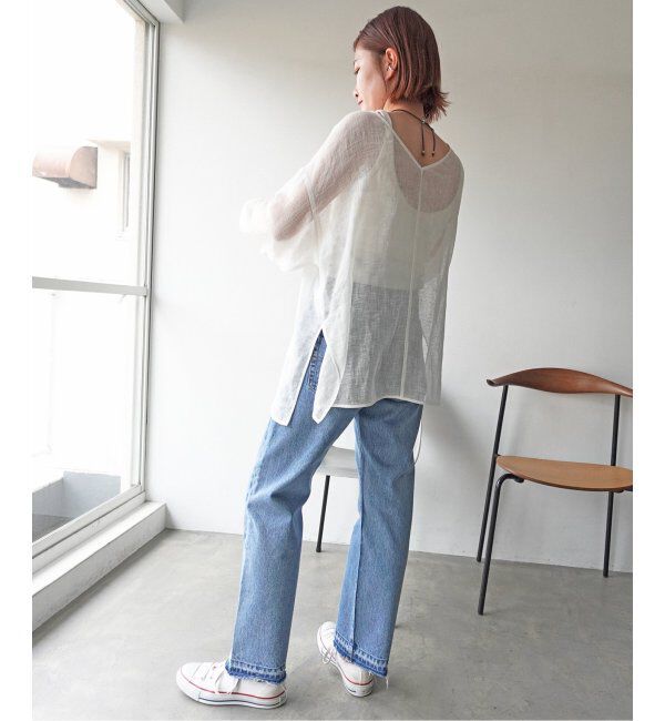 Spick and Span「《手洗い可 / 追加》メッシュリネンルーズプルオーバー」|シャツ・ブラウス|