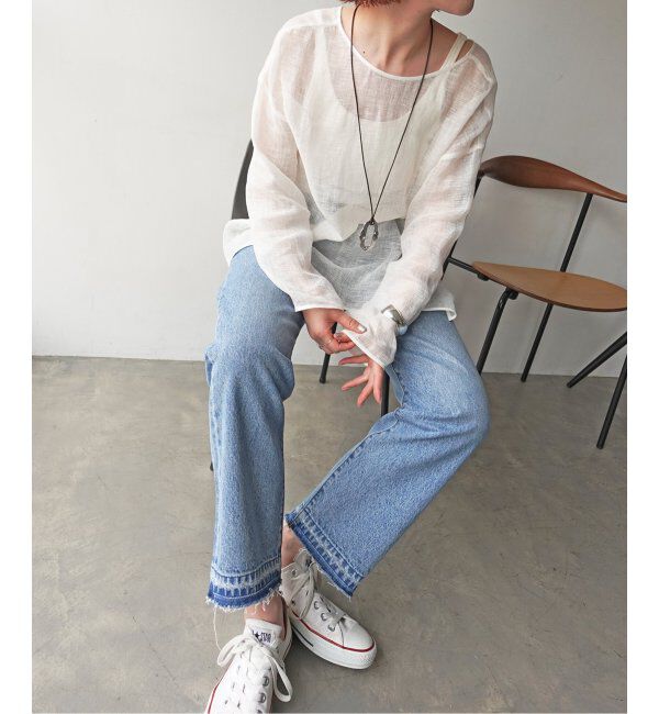 Spick and Span「《手洗い可 / 追加》メッシュリネンルーズプルオーバー」|シャツ・ブラウス|