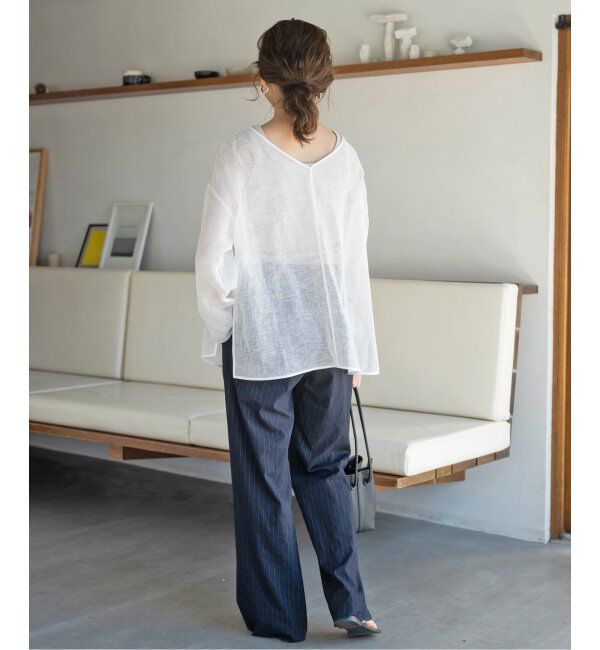 Spick and Span「《手洗い可 / 追加》メッシュリネンルーズプルオーバー」|シャツ・ブラウス|