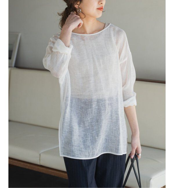 Spick and Span「《手洗い可 / 追加》メッシュリネンルーズプルオーバー」|シャツ・ブラウス|