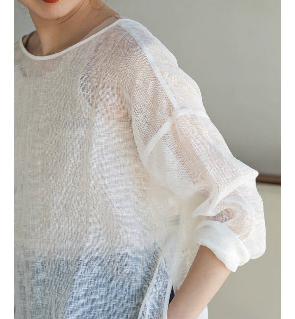 Spick and Span「《手洗い可 / 追加》メッシュリネンルーズプルオーバー」|シャツ・ブラウス|