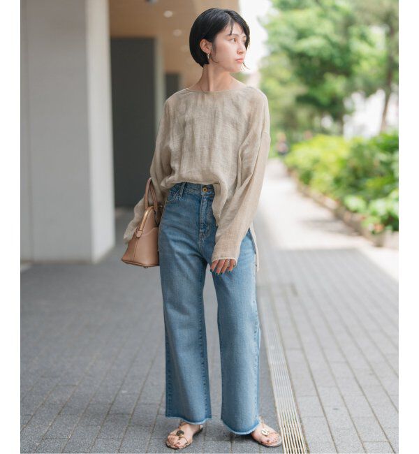 Spick and Span「《手洗い可 / 追加》メッシュリネンルーズプルオーバー」|シャツ・ブラウス|