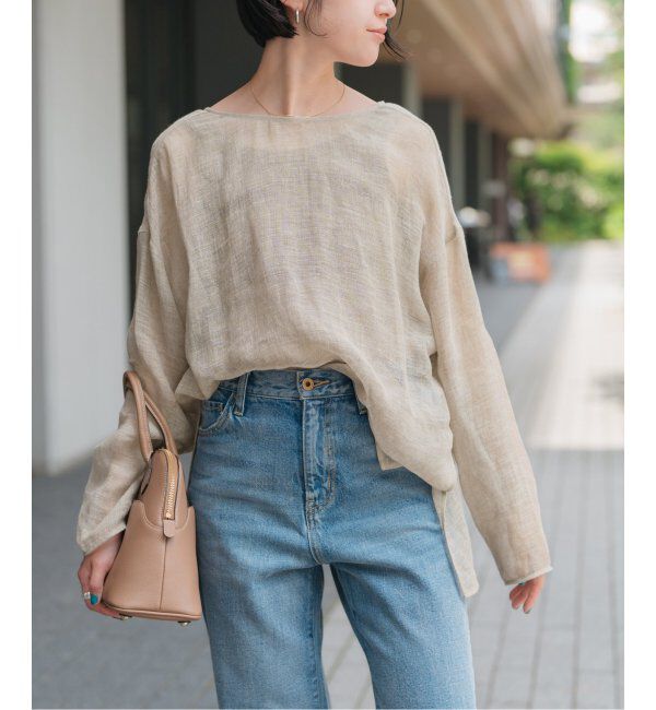 Spick and Span「《手洗い可 / 追加》メッシュリネンルーズプルオーバー」|シャツ・ブラウス|