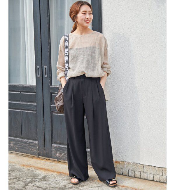 Spick and Span「《手洗い可 / 追加》メッシュリネンルーズプルオーバー」|シャツ・ブラウス|