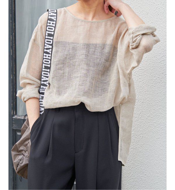 Spick and Span「《手洗い可 / 追加》メッシュリネンルーズプルオーバー」|シャツ・ブラウス|