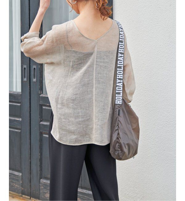 Spick and Span「《手洗い可 / 追加》メッシュリネンルーズプルオーバー」|シャツ・ブラウス|