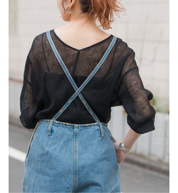 Spick and Span「《手洗い可 / 追加》メッシュリネンルーズプルオーバー」|シャツ・ブラウス|