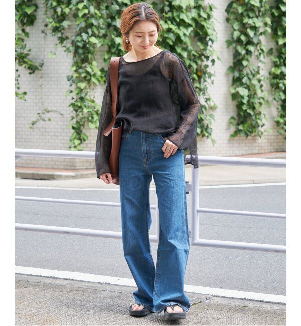 Spick and Span「《手洗い可 / 追加》メッシュリネンルーズプルオーバー」|シャツ・ブラウス|