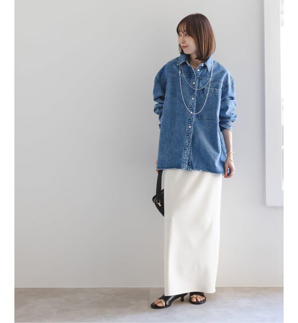 NOBLE「《追加》【洗える】コンフォートジャージーライクタイトスカート 3」|スカート|