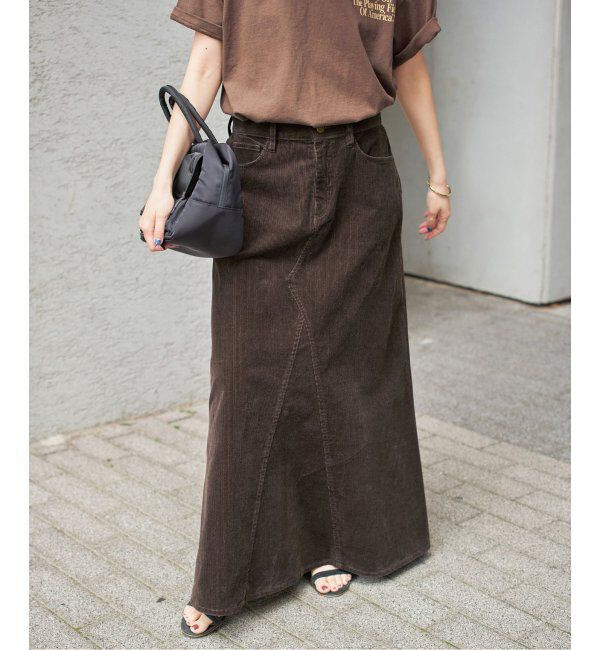 Spick and Span「ストレッチコーデュロイスカート」|スカート|ブラウン B